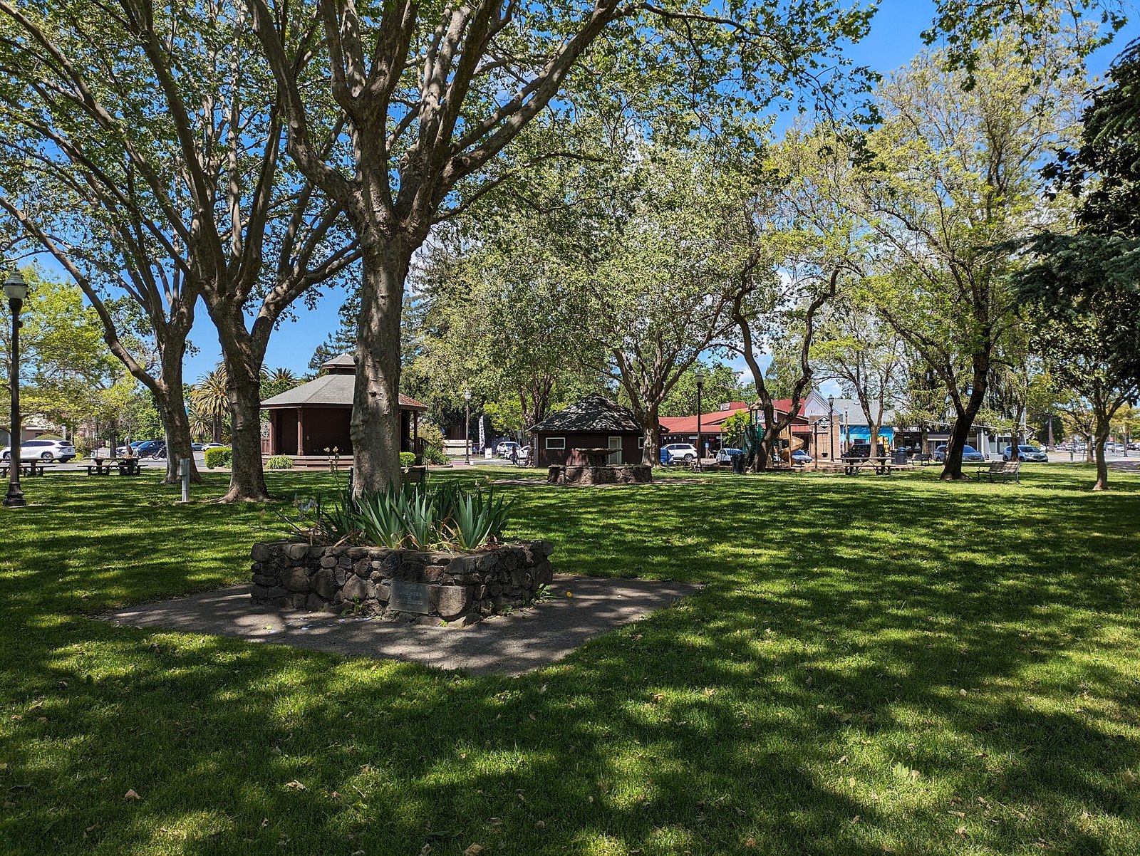 La Plaza Park, Cotati's historic hexagonal downtown plaza